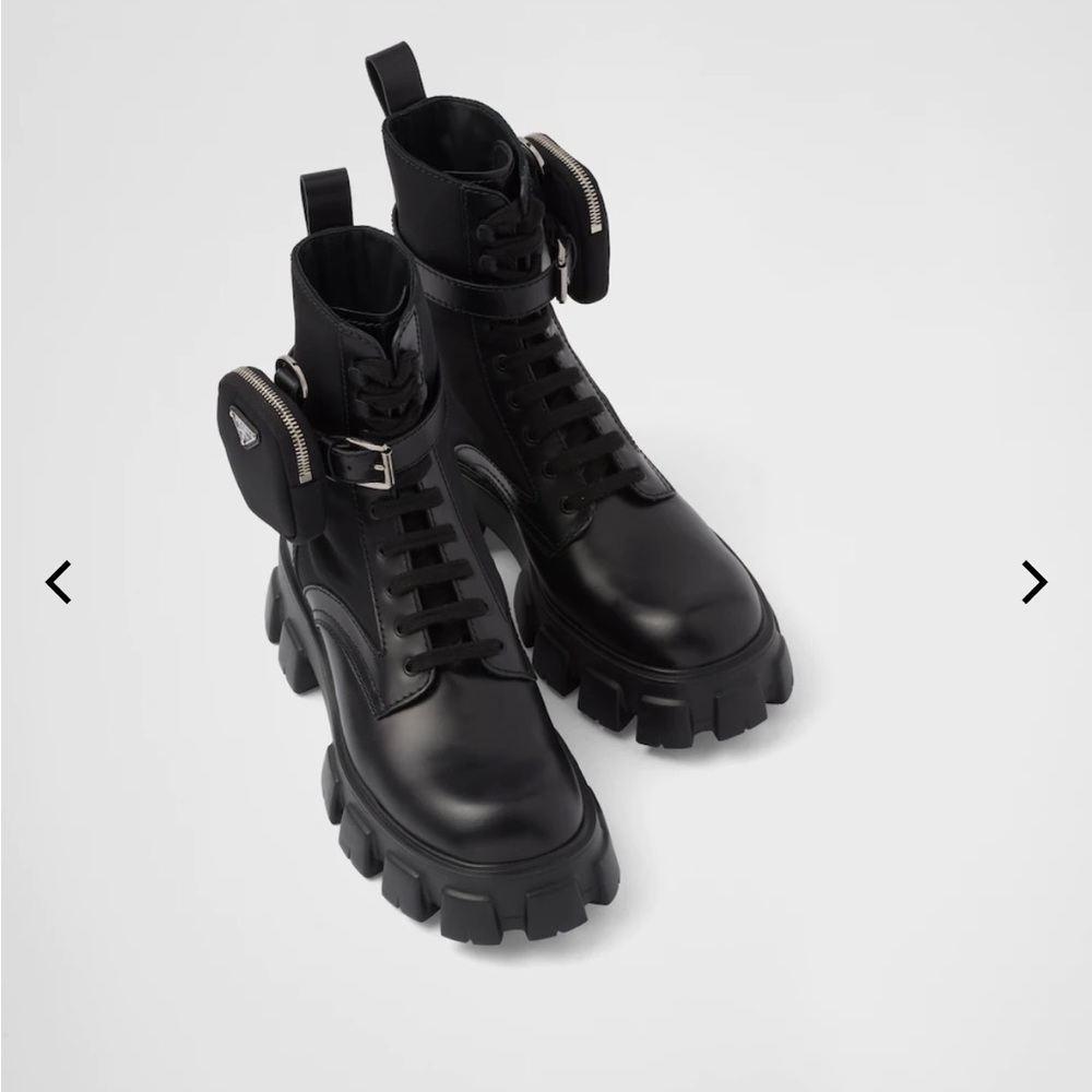 Monolith brushed leather and nylon boots with pouch
